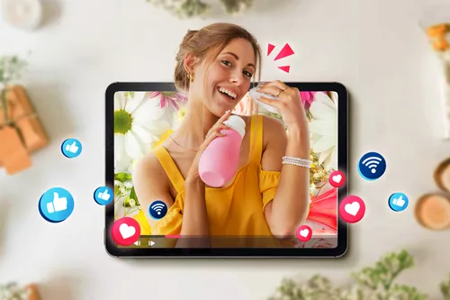 Influencer woman with emojis