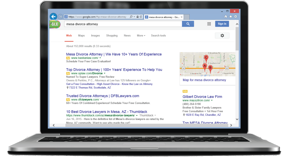 Autocomplete results on laptop